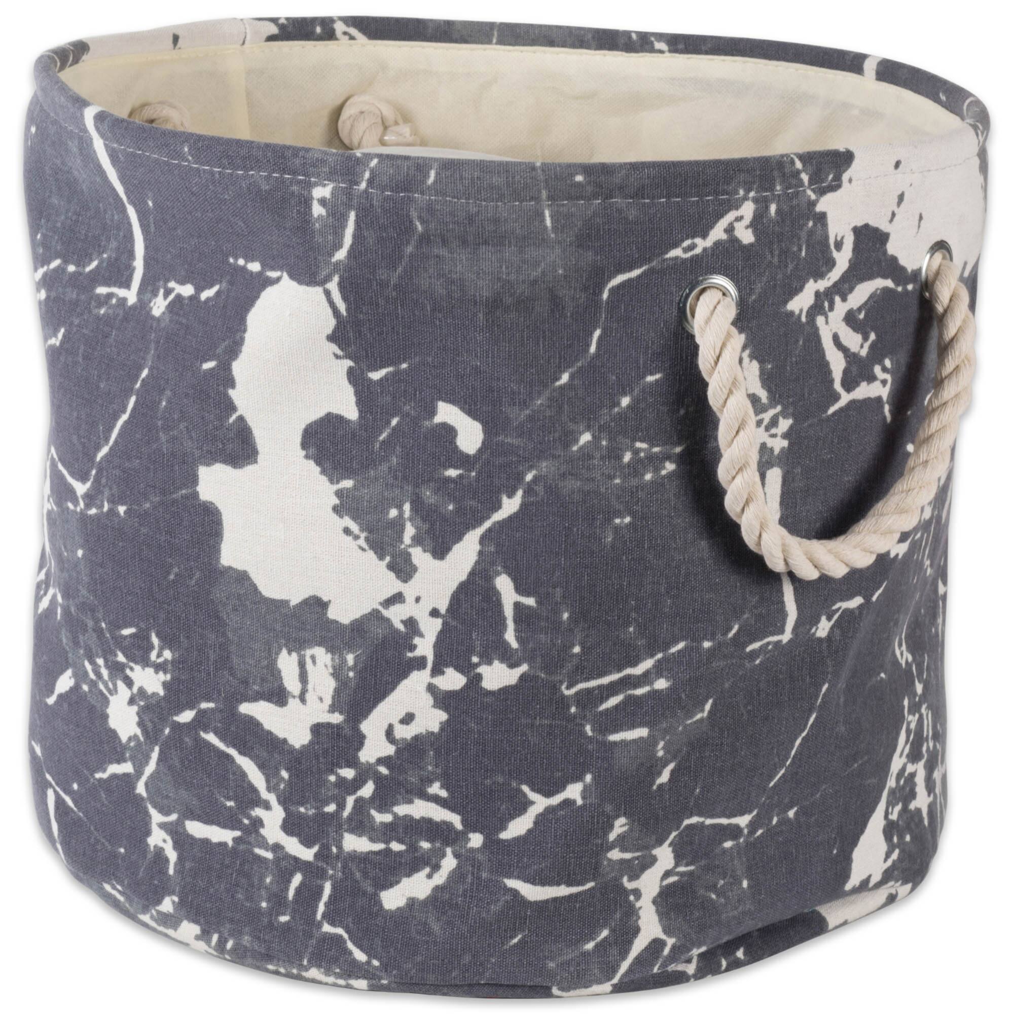 DII® Medium Round Marble Black Polyester Bin